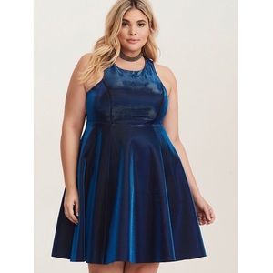 Torrid Blue Iridescent Racerback Skater Dress | 16